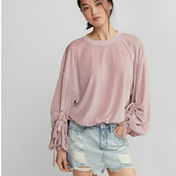 Express Sweaters - Express Lavender Crushed Velvet Boho Sweater